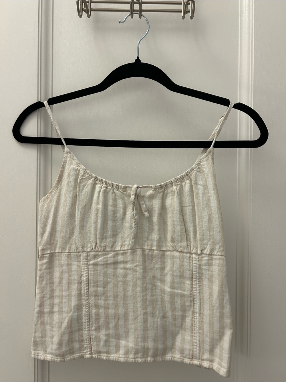 Abercrombie & Fitch Cream & White Smocked Tank Top